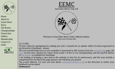 Website with a grey and green theme, a clear menu down the left-hand side.